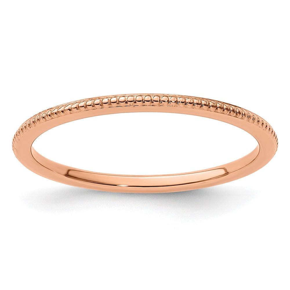 10K Rose Gold 1.2mm Beaded Stackable Band Size 6.5