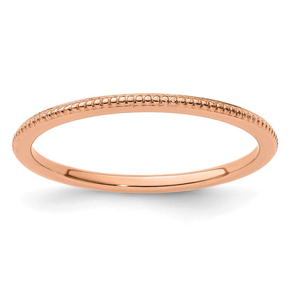 10K Rose Gold 1.2mm Beaded Stackable Band Size 6.5