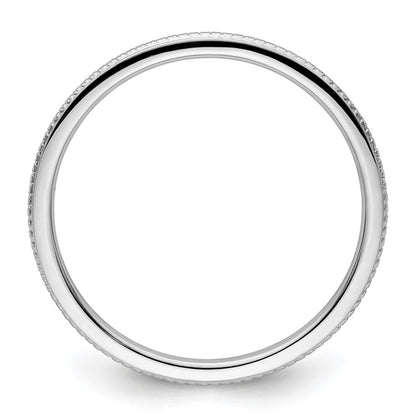 10K White Gold 1.2mm Beaded Stackable Band Size 8