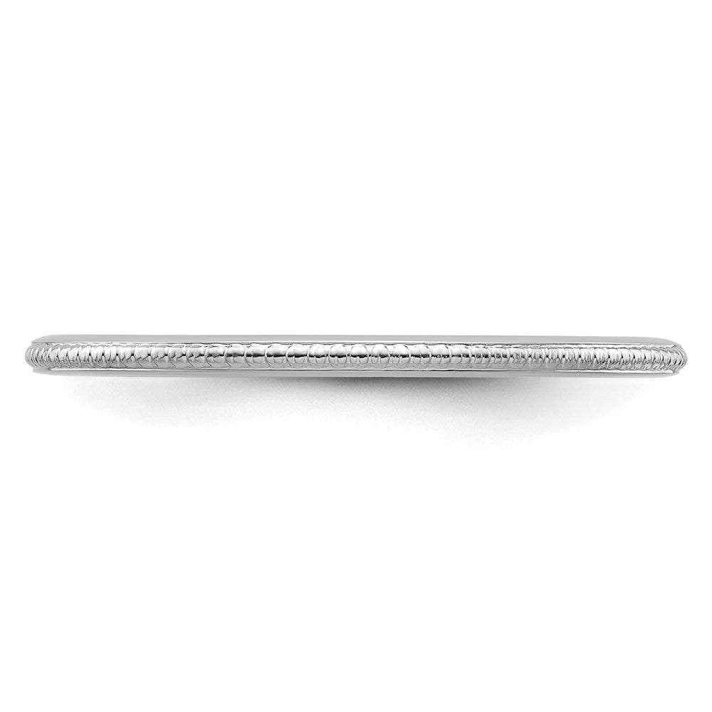 10K White Gold 1.2mm Beaded Stackable Band Size 10