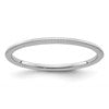 10K White Gold 1.2mm Beaded Stackable Band Size 5
