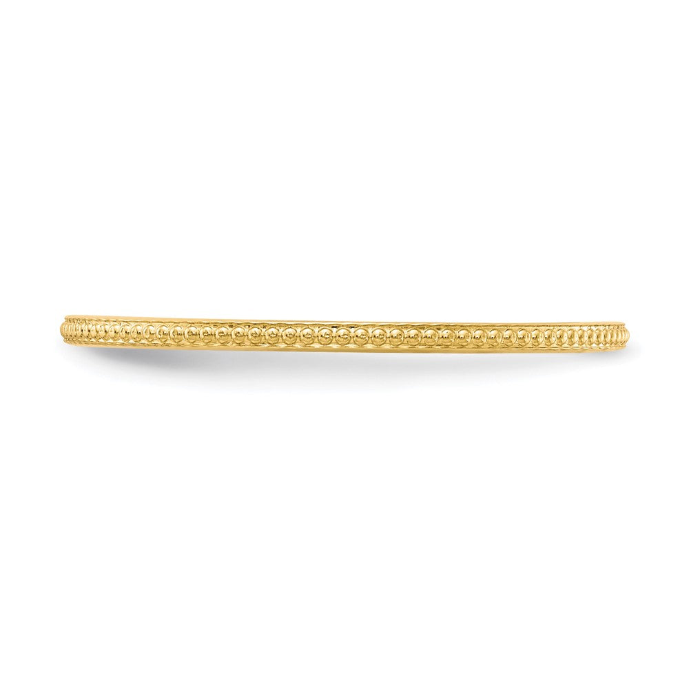 10K Yellow Gold 1.2mm Beaded Stackable Band Size 6.5