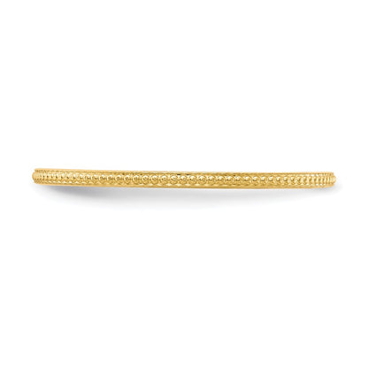 10K Yellow Gold 1.2mm Beaded Stackable Band Size 7.5