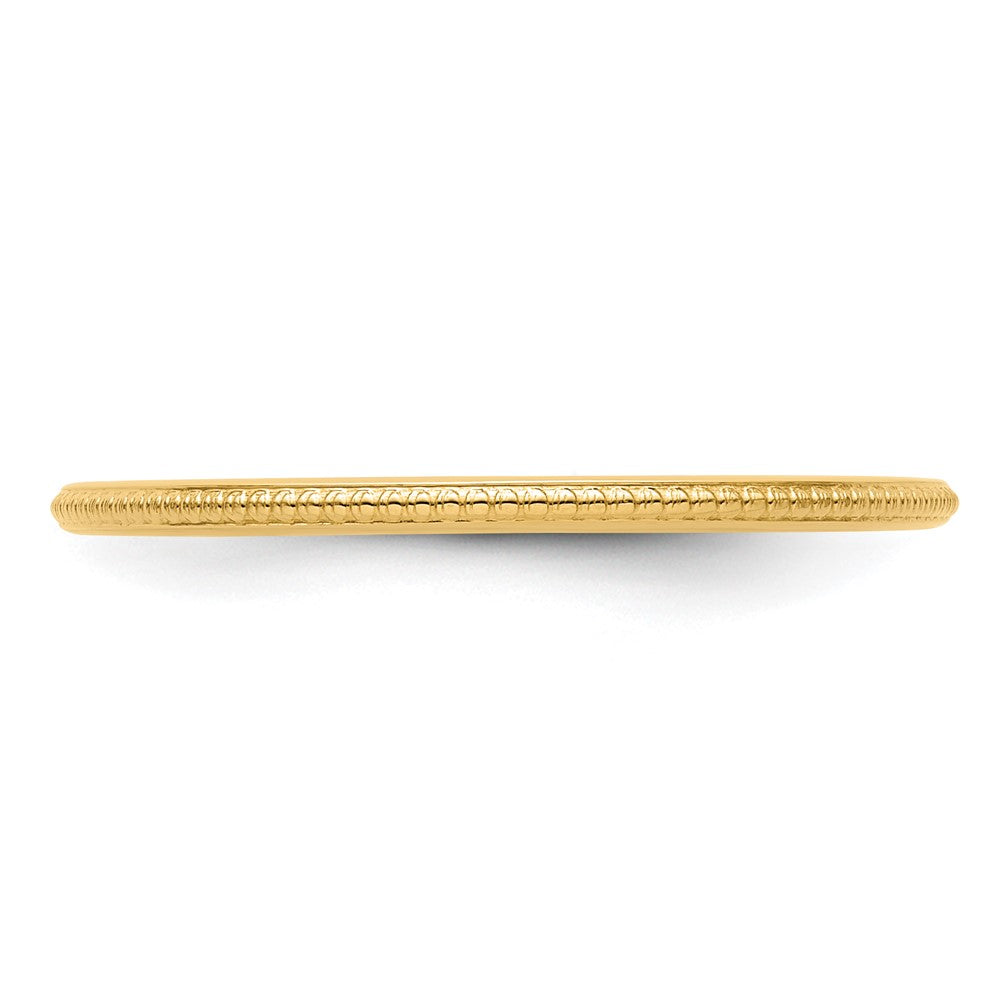 10K Yellow Gold 1.2mm Beaded Stackable Band Size 6.5