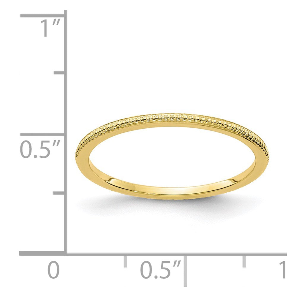 10K Yellow Gold 1.2mm Beaded Stackable Band Size 9
