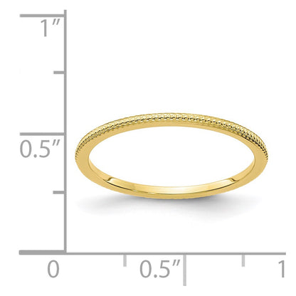 10K Yellow Gold 1.2mm Beaded Stackable Band Size 9