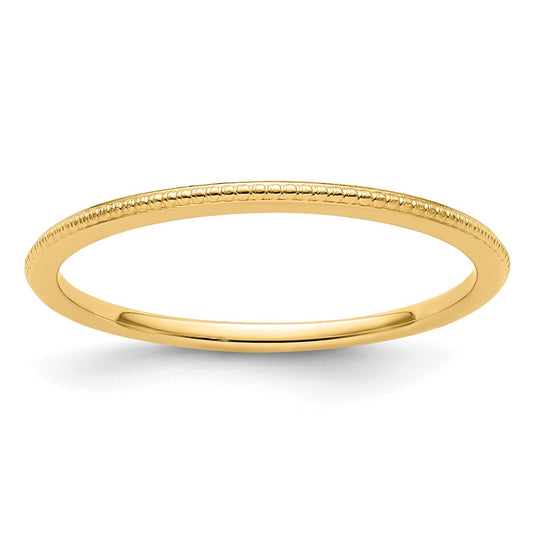 10K Yellow Gold 1.2mm Beaded Stackable Band Size 8.5