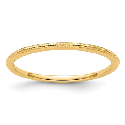 10K Yellow Gold 1.2mm Beaded Stackable Band Size 9