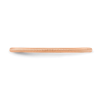 10K Rose Gold 1.2mm Milgrain Stackable Band Size 6.5