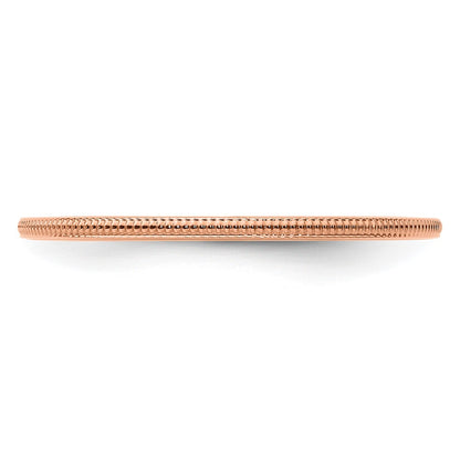 10K Rose Gold 1.2mm Milgrain Stackable Band Size 9.5