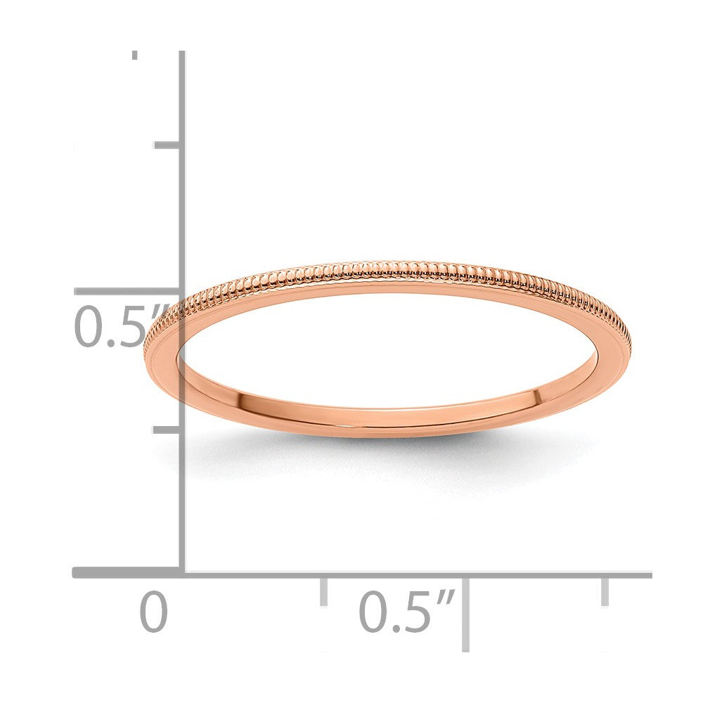 10K Rose Gold 1.2mm Milgrain Stackable Band Size 7.5