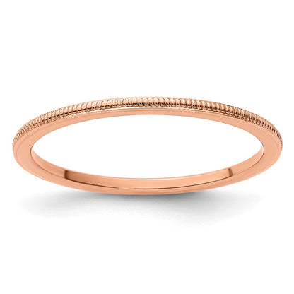 10K Rose Gold 1.2mm Milgrain Stackable Band Size 6.5