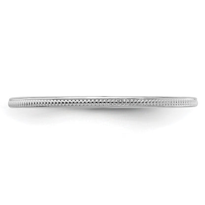 10K White Gold 1.2mm Milgrain Stackable Band Size 5.5