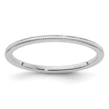 10K White Gold 1.2mm Milgrain Stackable Band Size 5