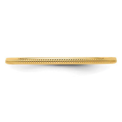 10K Yellow Gold 1.2mm Milgrain Stackable Band Size 8.5