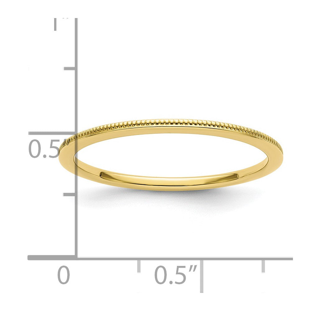 10K Yellow Gold 1.2mm Milgrain Stackable Band Size 4.5