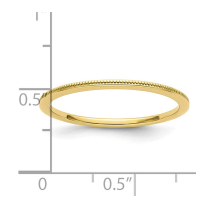 10K Yellow Gold 1.2mm Milgrain Stackable Band Size 7.5