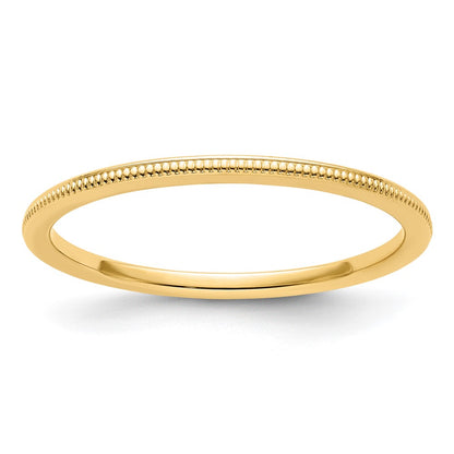 10K Yellow Gold 1.2mm Milgrain Stackable Band Size 7
