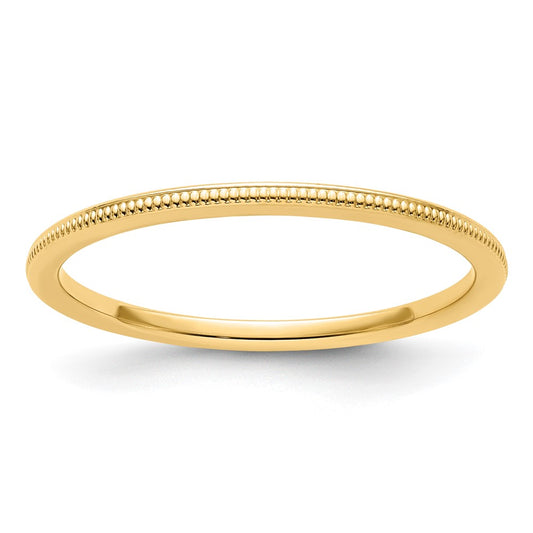 10K Yellow Gold 1.2mm Milgrain Stackable Band Size 7.5