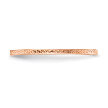 10K Rose Gold 1.2mm Criss-Cross Pattern Stackable Band Size 6.5
