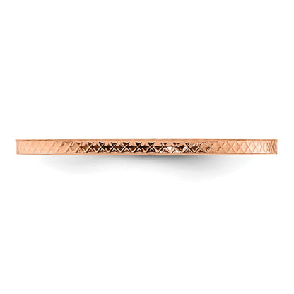 10K Rose Gold 1.2mm Criss-Cross Pattern Stackable Band Size 6.5