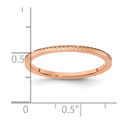 10K Rose Gold 1.2mm Criss-Cross Pattern Stackable Band Size 8