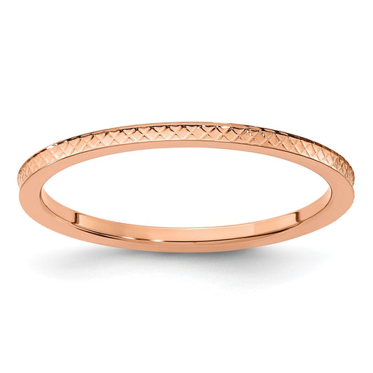 10K Rose Gold 1.2mm Criss-Cross Pattern Stackable Band Size 5.5