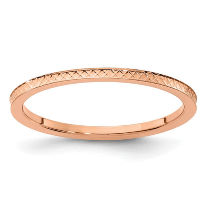 10K Rose Gold 1.2mm Criss-Cross Pattern Stackable Band Size 8