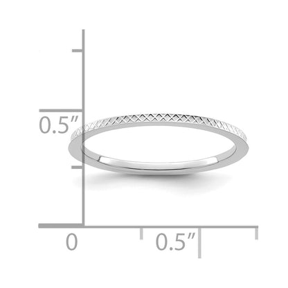 10K White Gold 1.2mm Criss-Cross Pattern Stackable Band Size 4