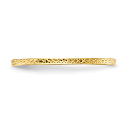 10K Yellow Gold 1.2mm Criss-Cross Pattern Stackable Band Size 7