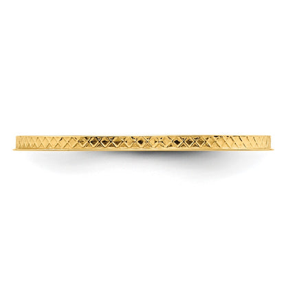 10K Yellow Gold 1.2mm Criss-Cross Pattern Stackable Band Size 8