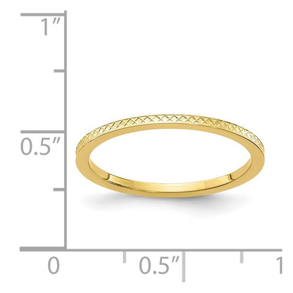 10K Yellow Gold 1.2mm Criss-Cross Pattern Stackable Band Size 7.5