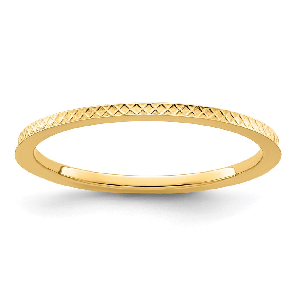 10K Yellow Gold 1.2mm Criss-Cross Pattern Stackable Band Size 9.5