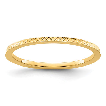 10K Yellow Gold 1.2mm Criss-Cross Pattern Stackable Band Size 6.5
