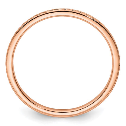 10K Rose Gold 1.2mm Twisted Wire Pattern Stackable Band Size 6