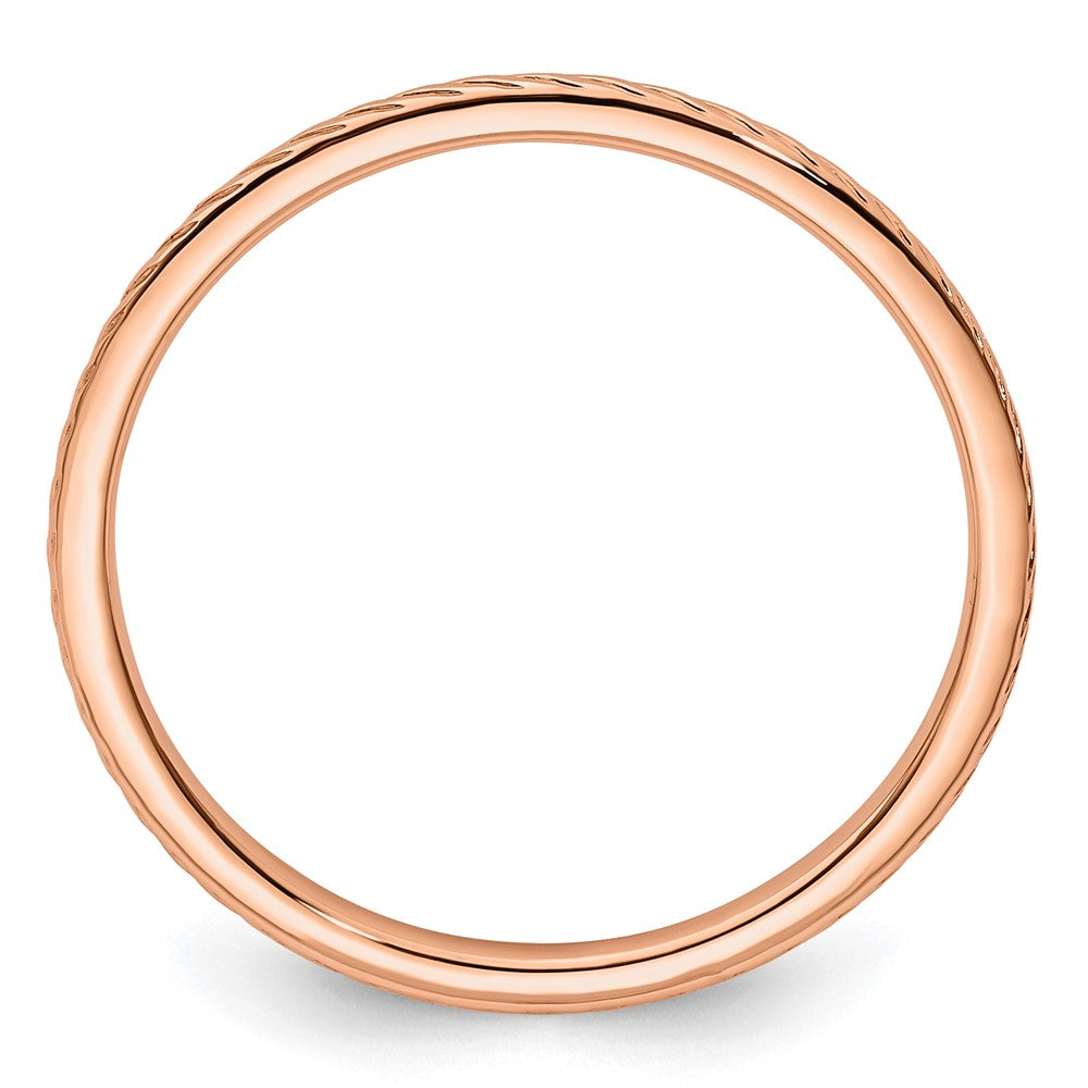 10K Rose Gold 1.2mm Twisted Wire Pattern Stackable Band Size 5