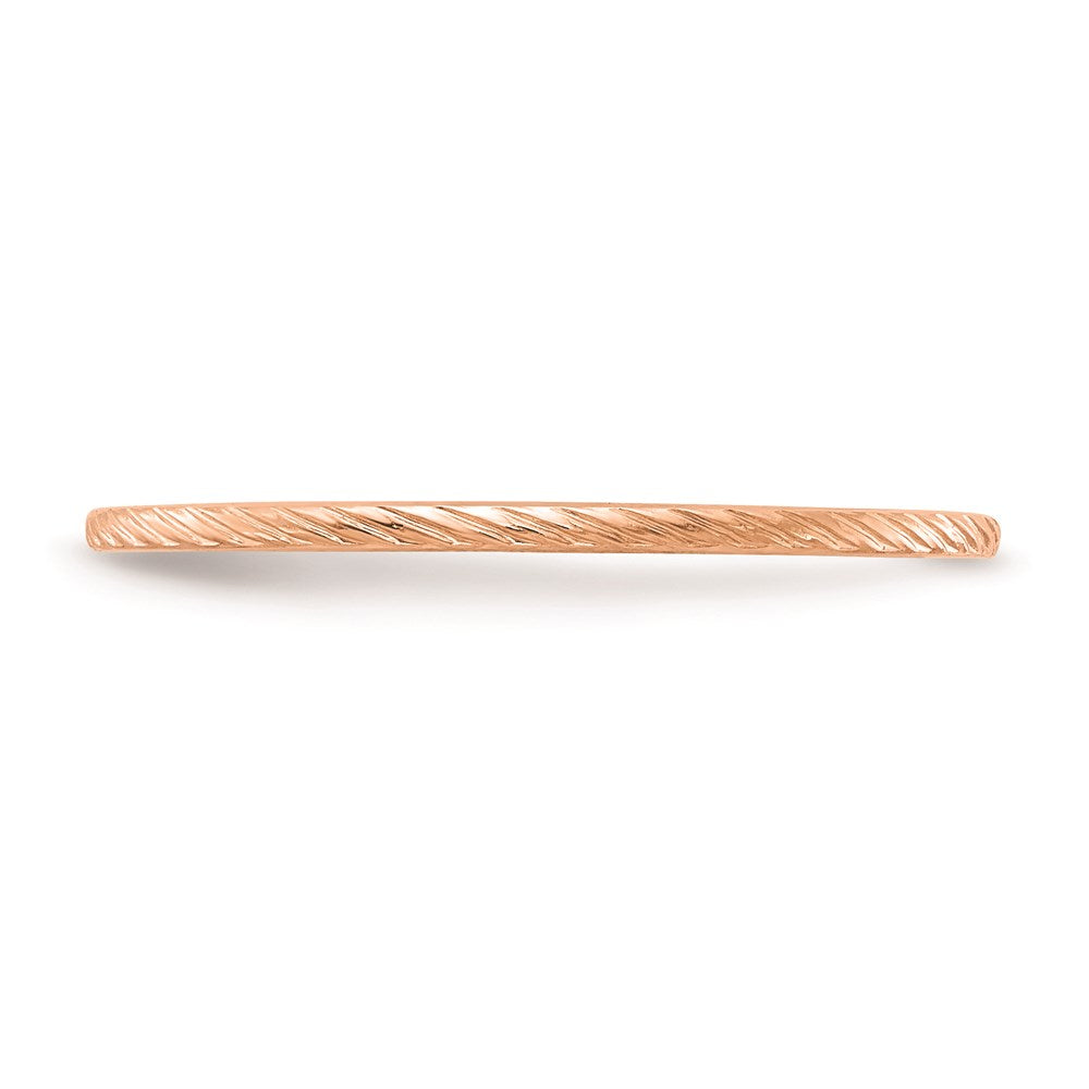10K Rose Gold 1.2mm Twisted Wire Pattern Stackable Band Size 6