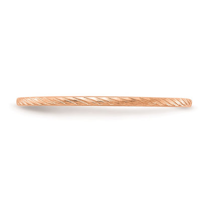 10K Rose Gold 1.2mm Twisted Wire Pattern Stackable Band Size 7.5