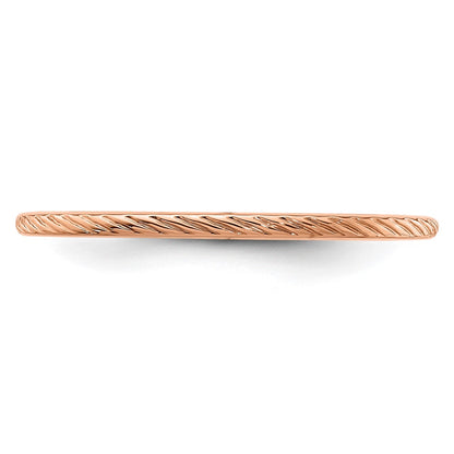 10K Rose Gold 1.2mm Twisted Wire Pattern Stackable Band Size 6