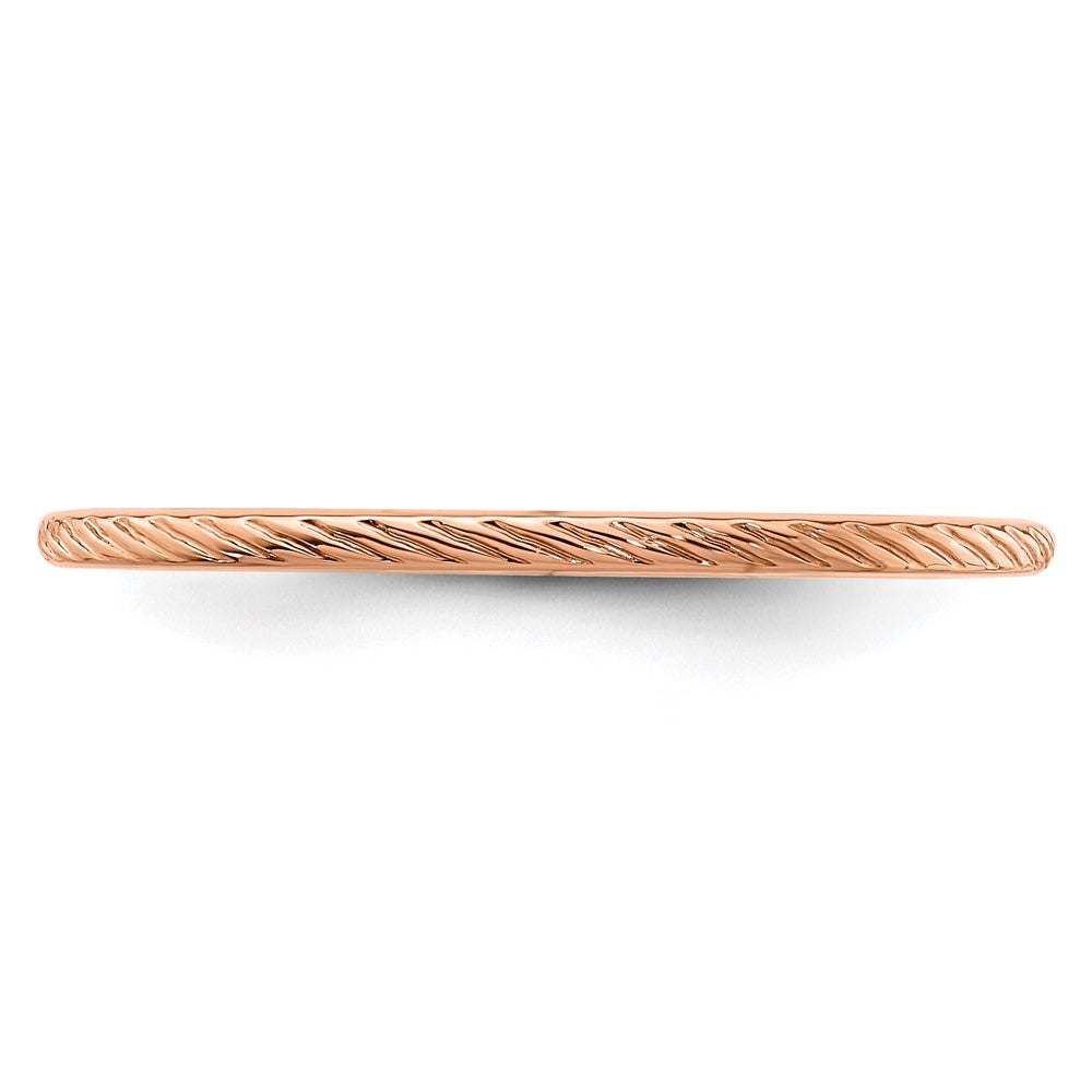 10K Rose Gold 1.2mm Twisted Wire Pattern Stackable Band Size 5