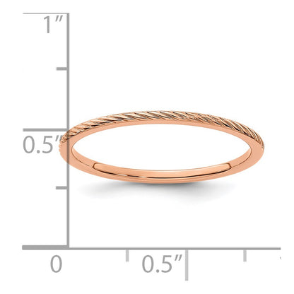 10K Rose Gold 1.2mm Twisted Wire Pattern Stackable Band Size 9