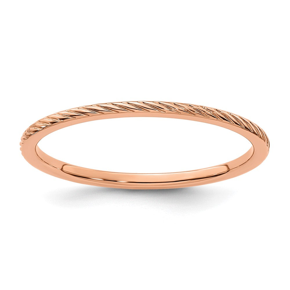 10K Rose Gold 1.2mm Twisted Wire Pattern Stackable Band Size 5