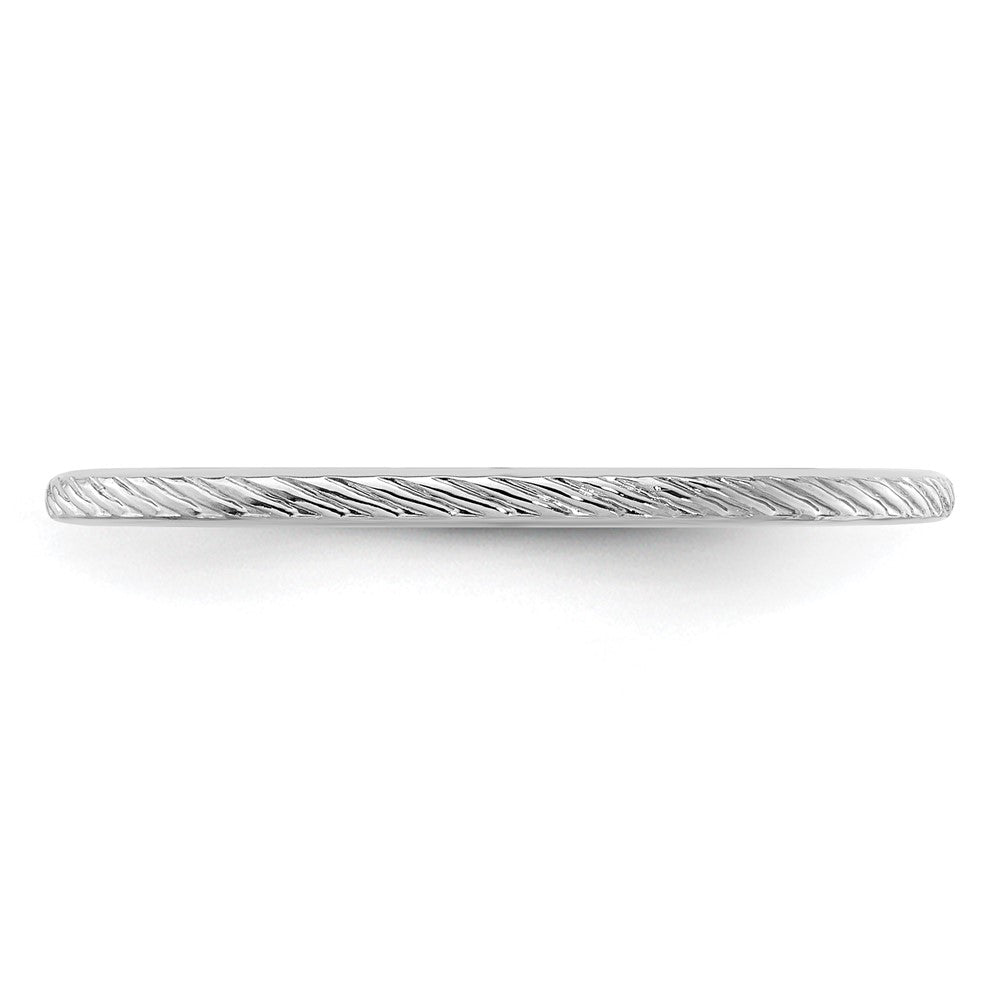 10K White Gold 1.2mm Twisted Wire Pattern Stackable Band Size 7.5