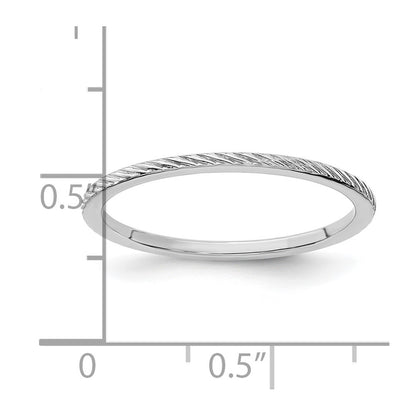 10K White Gold 1.2mm Twisted Wire Pattern Stackable Band Size 7.5