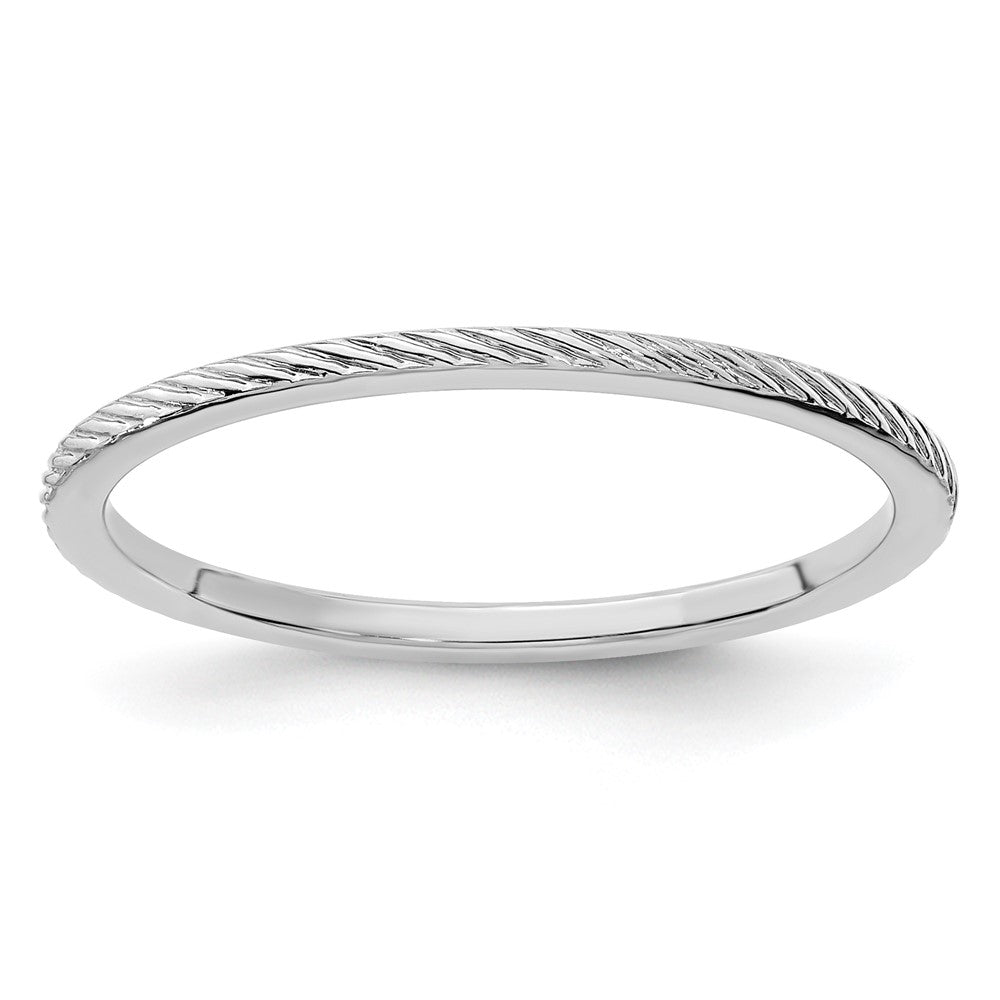 10K White Gold 1.2mm Twisted Wire Pattern Stackable Band Size 8.5