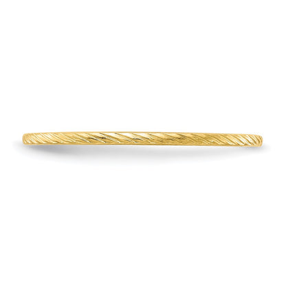 10K Yellow Gold 1.2mm Twisted Wire Pattern Stackable Band Size 6.5