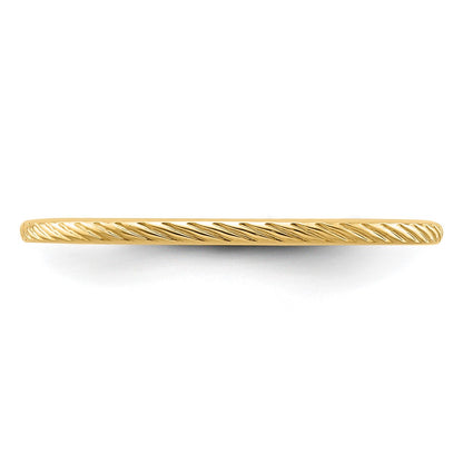 10K Yellow Gold 1.2mm Twisted Wire Pattern Stackable Band Size 9.5