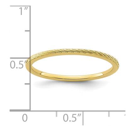 10K Yellow Gold 1.2mm Twisted Wire Pattern Stackable Band Size 5