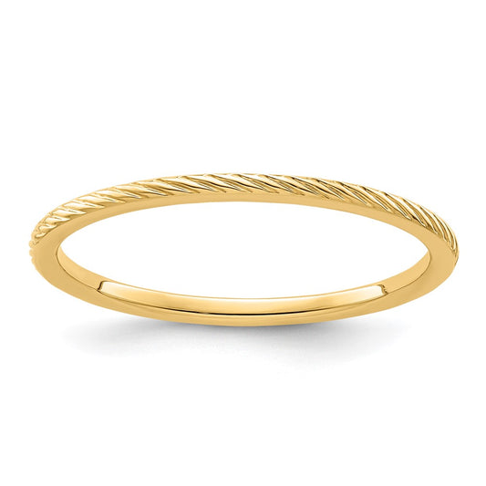 10K Yellow Gold 1.2mm Twisted Wire Pattern Stackable Band Size 6.5