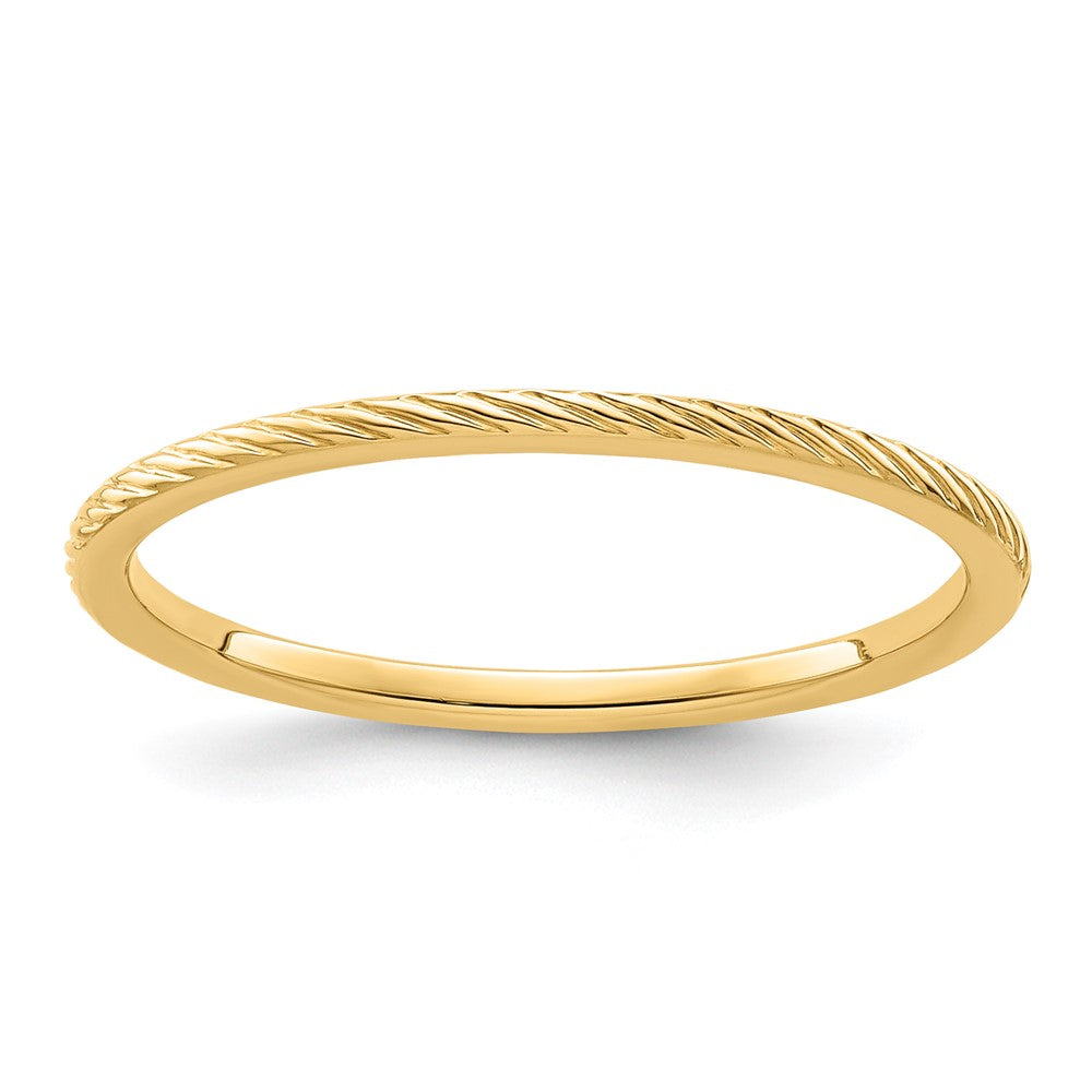 10K Yellow Gold 1.2mm Twisted Wire Pattern Stackable Band Size 9